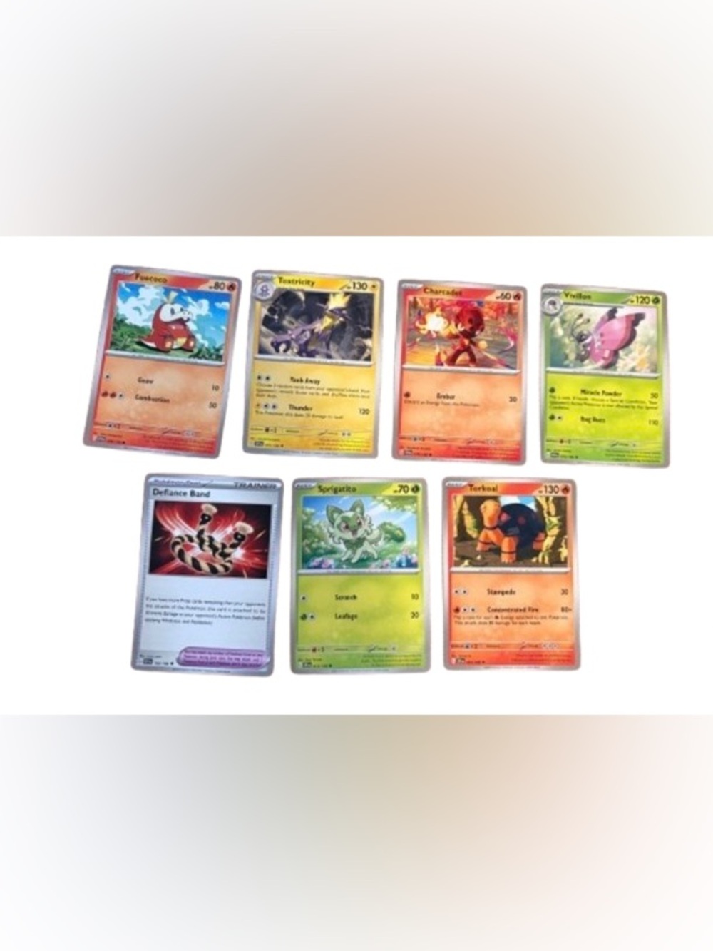 Pokémon Card Lot – 7 Cards (Fennekin, Toxtricity, Sprigatito, More)